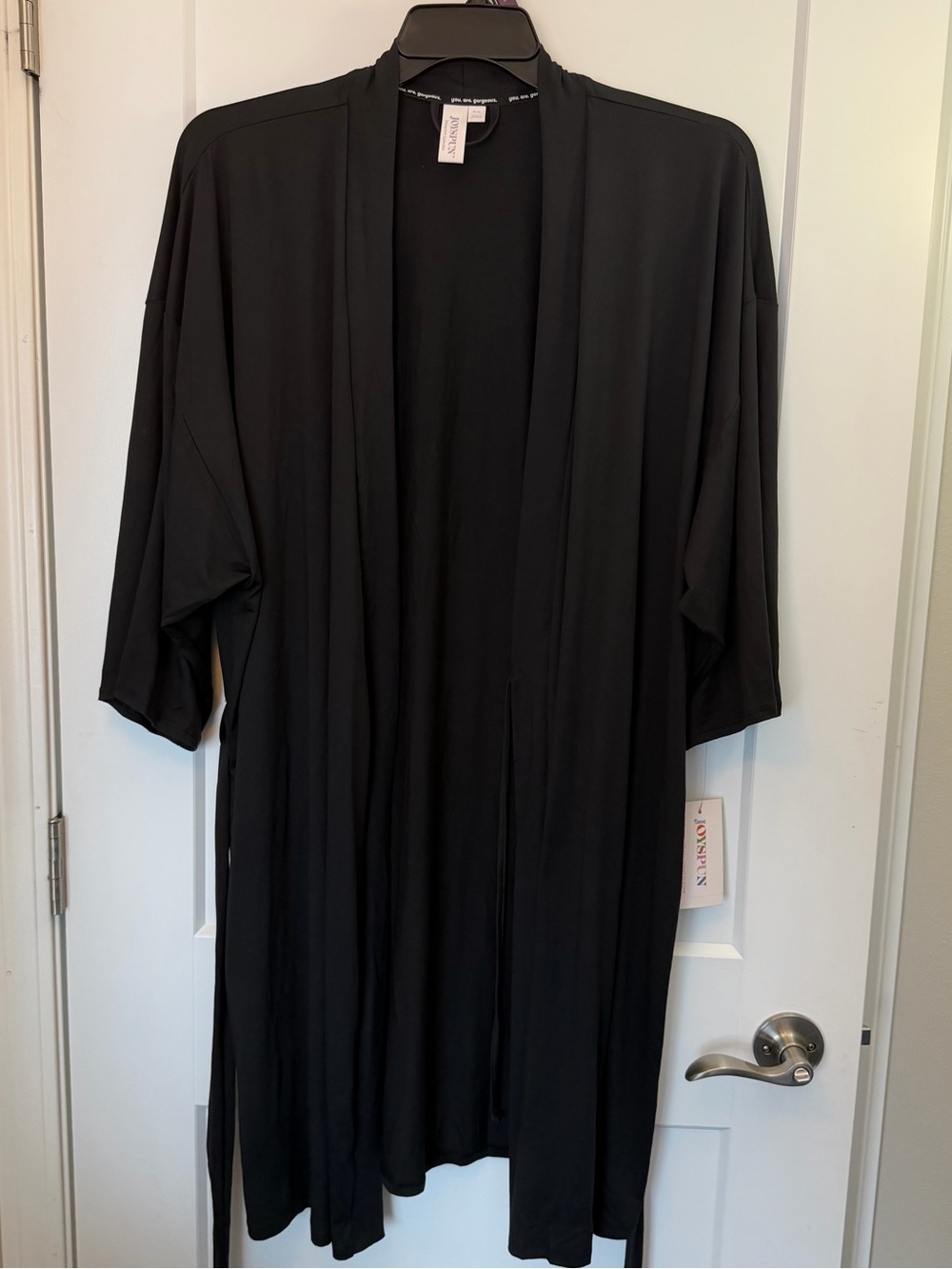 2X-3X Black Lightweight knit robe
